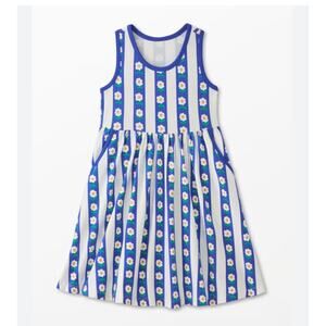 Hanna Andersson Girls Pockets Striped Racerback Skater Dress Blue White Size 10‎